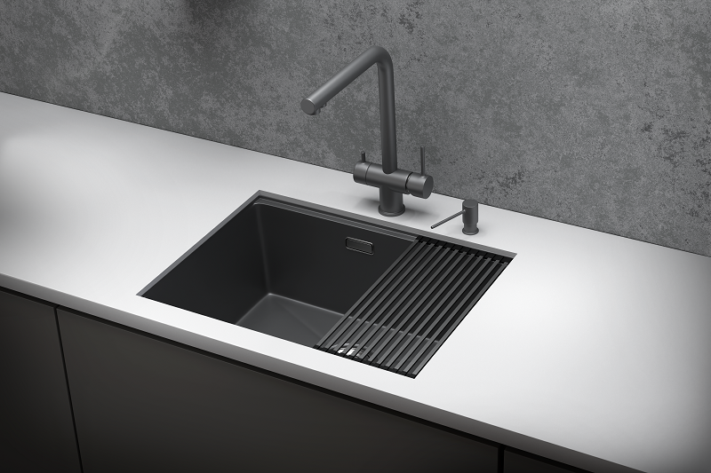 Мойка для кухни Granula Kitchen Space 6045U графит матовый, 60х44,5 см, прямоугольная