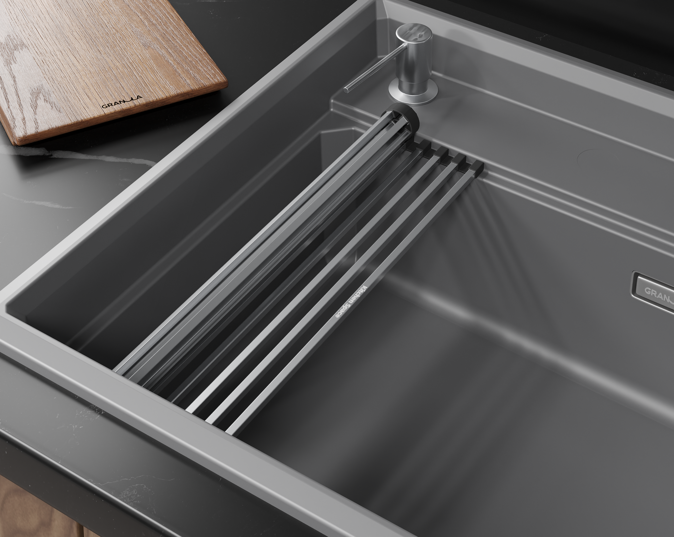 Мойка для кухни Granula Kitchen Space Rinzer 7308R алюминиум, 73х52 см, прямоугольная