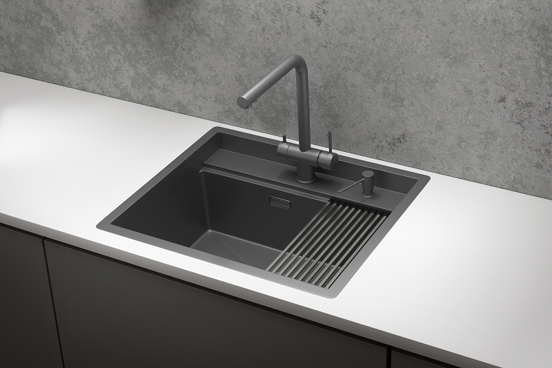 Мойка для кухни Granula Kitchen Space 6051 графит матовый, 60х51 см, прямоугольная
